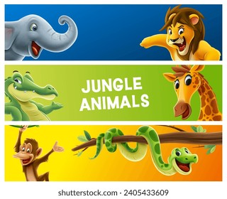 banner cartoon animals set mascot