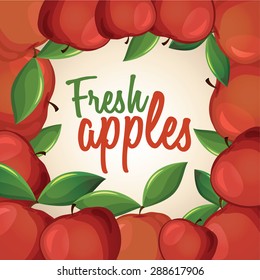 Banner with cartoon red apples. Vector illustration