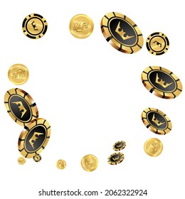 Сasino banner. Casino Chips are falling down. Banner for ads of parties, events in Vegas.