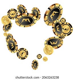 Сasino banner. Casino Chips are falling down. Banner for ads of parties, events in Vegas.