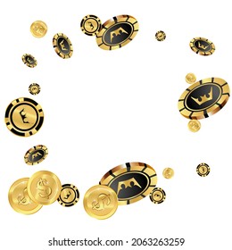 Сasino banner. Casino Chips are falling down. Banner for ads of parties, events in Vegas.