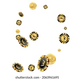 Сasino banner. Casino Chips are falling down. Banner for ads of parties, events in Vegas.