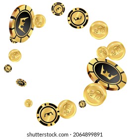 Сasino banner. Casino Chips are falling down. Banner for ads of parties, events in Vegas.