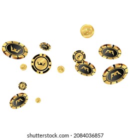 Сasino banner. Casino Chips and money are falling down. Banner for ads of parties, events in Vegas.