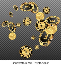 Сasino banner. Casino Chips and money are falling down. Banner for ads of parties, events in Vegas.