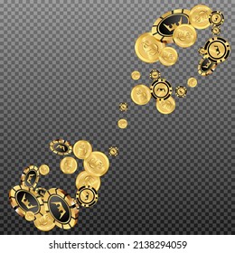 Сasino banner. Casino Chips and money are falling down. Banner for ads of parties, events in Vegas.