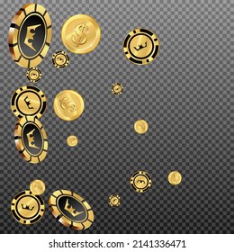 Сasino banner. Casino Chips and money are falling down. Banner for ads of parties, events in Vegas.