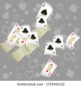 Сasino banner. Casino Playing Cards are falling down. Banner for ads of parties, events in Vegas.