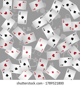 Сasino banner. Casino Playing Cards are falling down. Banner for ads of parties, events in Vegas.