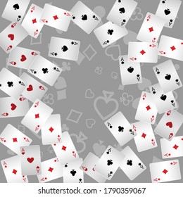 Сasino banner. Casino Playing Cards are falling down. Banner for ads of parties, events in Vegas.