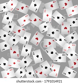 Сasino banner. Casino Playing Cards are falling down. Banner for ads of parties, events in Vegas.