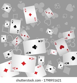 Сasino banner. Casino Playing Cards are falling down. Banner for ads of parties, events in Vegas.