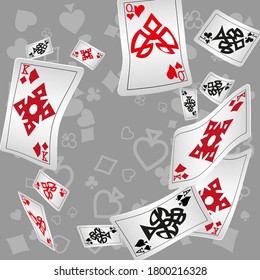 Сasino banner. Casino Playing Cards are falling down. Banner for ads of parties, events in Vegas.