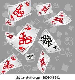 Сasino banner. Casino Playing Cards are falling down. Banner for ads of parties, events in Vegas.
