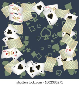 Сasino banner. Casino Playing Cards are falling down. Banner for ads of parties, events in Vegas.