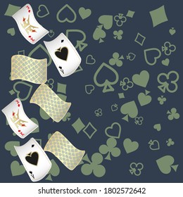 Сasino banner. Casino Playing Cards are falling down. Banner for ads of parties, events in Vegas.