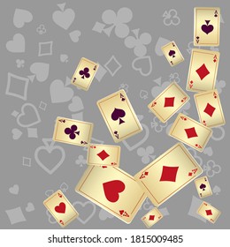 Сasino banner. Casino Playing Cards are falling down. Banner for ads of parties, events in Vegas.