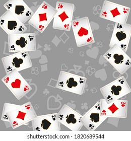 Сasino banner. Casino Playing Cards are falling down. Banner for ads of parties, events in Vegas.