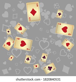 Сasino banner. Casino Playing Cards are falling down. Banner for ads of parties, events in Vegas.