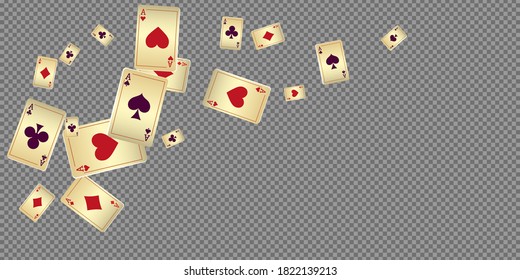 Сasino banner. Casino Playing Cards are falling down. Banner for ads of parties, events in Vegas.