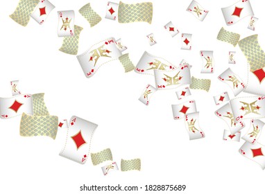 Сasino banner. Casino Playing Cards are falling down. Banner for ads of parties, events in Vegas.