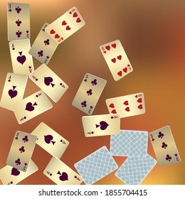 Сasino banner. Casino Playing Cards are falling down. Banner for ads of parties, events in Vegas.