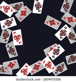 Сasino banner. Casino Playing Cards are falling down. Banner for ads of parties, events in Vegas.