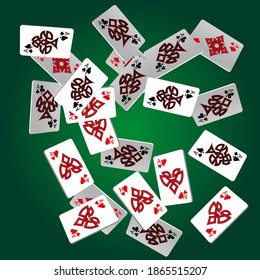 Сasino banner. Casino Playing Cards are falling down. Banner for ads of parties, events in Vegas.
