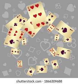 Сasino banner. Casino Playing Cards are falling down. Banner for ads of parties, events in Vegas.