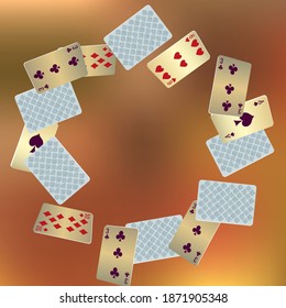 Сasino banner. Casino Playing Cards are falling down. Banner for ads of parties, events in Vegas.