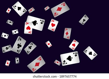 Сasino banner. Casino Playing Cards are falling down. Banner for ads of parties, events in Vegas.