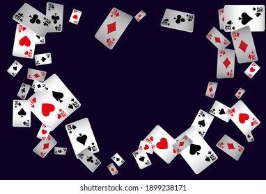 Сasino banner. Casino Playing Cards are falling down. Banner for ads of parties, events in Vegas.