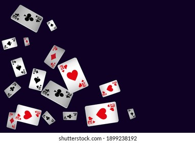 Сasino banner. Casino Playing Cards are falling down. Banner for ads of parties, events in Vegas.