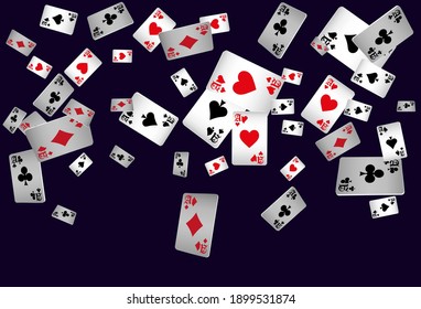 Сasino banner. Casino Playing Cards are falling down. Banner for ads of parties, events in Vegas.