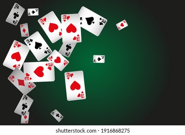 Сasino banner. Casino Playing Cards are falling down. Banner for ads of parties, events in Vegas.