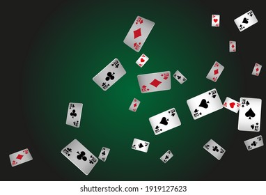 Сasino banner. Casino Playing Cards are falling down. Banner for ads of parties, events in Vegas.