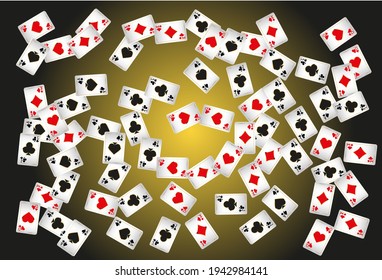 Сasino banner. Casino Playing Cards are falling down. Banner for ads of parties, events in Vegas.