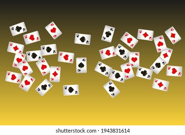 Сasino banner. Casino Playing Cards are falling down. Banner for ads of parties, events in Vegas.