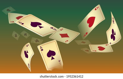 Сasino banner. Casino Playing Cards are falling down. Banner for ads of parties, events in Vegas.
