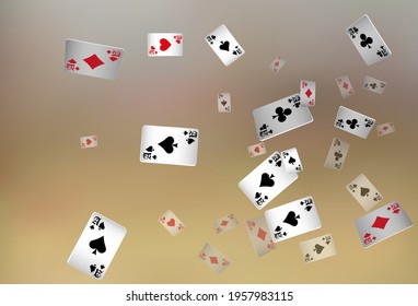 Сasino banner. Casino Playing Cards are falling down. Banner for ads of parties, events in Vegas