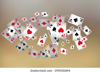 Сasino banner. Casino Playing Cards are falling down. Banner for ads of parties, events in Vegas
