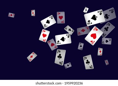 Сasino banner. Casino Playing Cards are falling down. Banner for ads of parties, events in Vegas