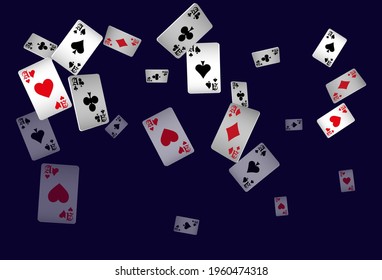Сasino banner. Casino Playing Cards are falling down. Banner for ads of parties, events in Vegas