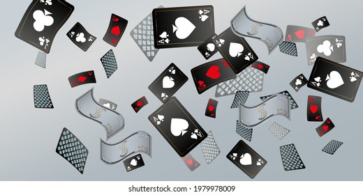 Сasino banner. Casino Playing Cards are falling down. Banner for ads of parties, events in Vegas.