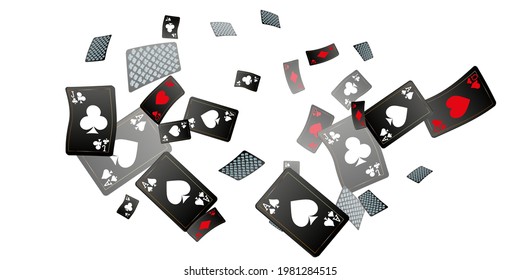 Сasino banner. Casino Playing Cards are falling down. Banner for ads of parties, events in Vegas.