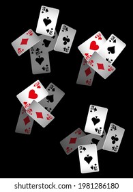 Сasino banner. Casino Playing Cards are falling down. Banner for ads of parties, events in Vegas.