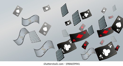 Сasino banner. Casino Playing Cards are falling down. Banner for ads of parties, events