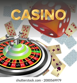 Banner С asino. Las Cartas de Jugar del Casino caen sobre fondo transparente. El concepto de ganar o apostar. Ilustración del vector