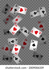 Сasino banner. Casino Playing Cards are falling down. Banner for ads of parties, events in Vegas.