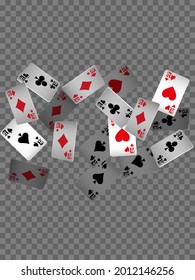 Сasino banner. Casino Playing Cards are falling down. Banner for ads of parties, events in Vegas.